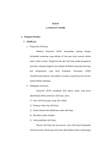 BAB II LANDASAN TEORI A. Tinjauan Pustaka 1. ShiftKerja a