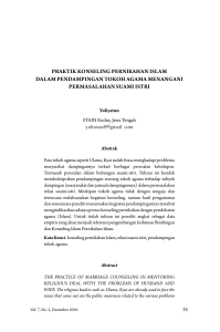 Praktik konseling Pernikahan islam dalam PendamPingan tokoh