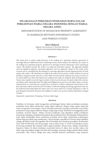 pelaksanaan perjanjian pemisahan harta dalam