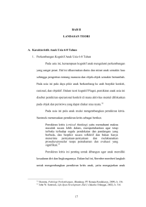 17 BAB II LANDASAN TEORI A. Karakteristik Anak Usia 6