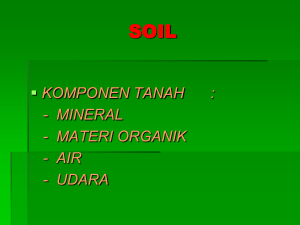 KOMPONEN TANAH : - MINERAL - MATERI ORGANIK - AIR