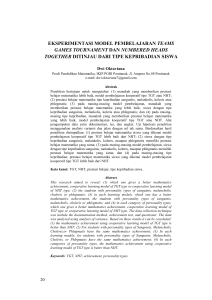 eksperimentasi model pembelajaran teams games tournament dan