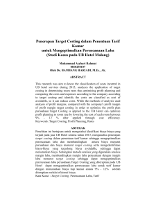 Penerapan Target Costing dalam Penentuan Tarif