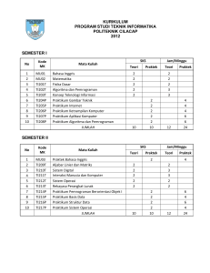 kurikulum program studi teknik informatika politeknik cilacap 2012