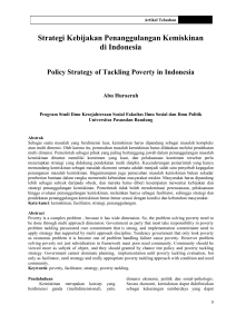 Strategi Kebijakan Penanggulangan Kemiskinan di Indonesia