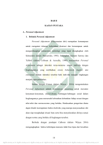 18 BAB II KAJIAN PUSTAKA A. Personal Adjustment 1. Defenisi