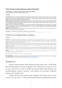 Faktor Resiko Kejadian Hipertensi dalam Kehamilan The Risk