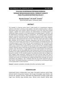 EVALUASI PELAKSANAAN PROGRAM REMEDIAL DENGAN