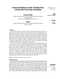 Analisis Kebijakan Dividen Terhadap Nilai Intrinsik