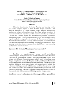Model Pembelajaran Kontekstual Pada Mata Pelajaran PAI