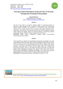Penerapan Model Pembelajaran Kooperatif Tipe STAD untuk
