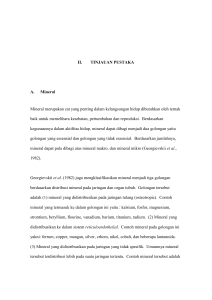 II. TINJAUAN PUSTAKA A. Mineral Mineral merupakan zat yang