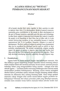 AGAMA SEBAGAI MODAL PEMBANGUNAN MASYARARAT