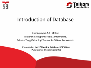 Introduction of Database - D idi S upriyadi