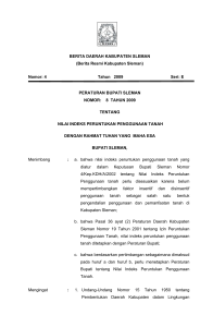 Nomor: 4 Tahun 2009 Seri: E PERATURAN BUPATI SLEMAN NOM