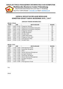 Jadwal Kuliah TI Semester Genap 2016/2017