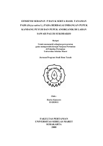 EFISIENSI SERAPAN P DAN K SERTA HASIL TANAMAN PADI