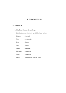 II. TINJAUAN PUSTAKA A. Anopheles sp. 1. Klasifikasi Nyamuk