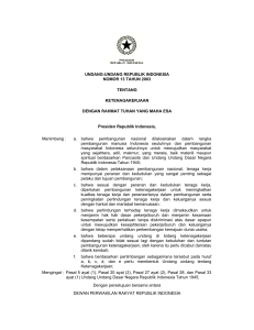UNDANG-UNDANG REPUBLIK INDONESIA NOMOR 13 TAHUN