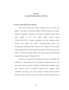 BAB III FASAKH NIKAH KARENA MURTAD A. Kasus Fasakh Nikah