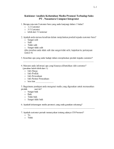 Kuisioner Analisis Kebutuhan Media Promosi Terhadap Sales PT