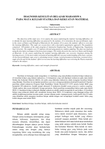 diagnosis kesulitan belajar mahasiswa pada mata kuliah