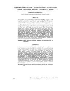 Efektifitas Bakteri Asam Laktat (BAL) dalam Pembuatan Produk