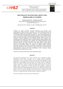 KECEMASAN MATEMATIKA SISWA SMA BERDASARKAN GENDER