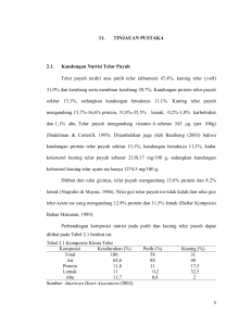 11. TINJAUAN PUSTAKA 2.1. Kandungan Nutrisi Telur Puyuh Telur