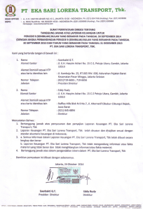 Laporan Keuangan PT Eka Sari Lorena Transport .Tbk 30 Sept 2014