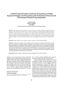 Analisis Pengaruh Kualitas Produk dan Strategi