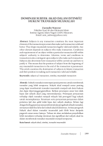 dominasi subyek akad dalam istinbан hukum transaksi