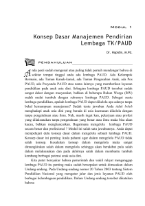 Konsep Dasar Manajemen Pendirian Lembaga TK/PAUD