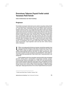 Penentuan Takaran Pupuk Fosfat untuk