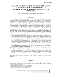 analisis faktor-faktor yang mempengaruhi struktur modal pada
