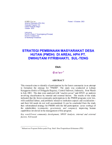strategi pembinaan masyarakat desa hutan (pmdh) di areal