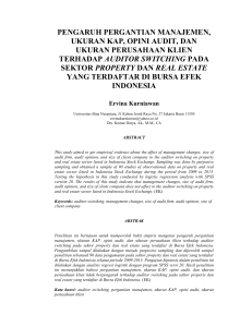 pengaruh pergantian manajemen, ukuran kap, opini audit, dan