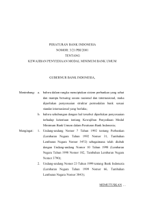 PERATURAN BANK INDONESIA NOMOR: 3/21/PBI/2001