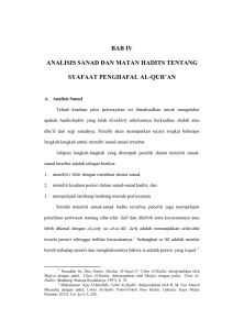 bab iv analisis sanad dan matan hadits tentang syafaat penghafal al