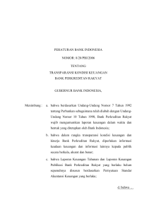 peraturan bank indonesia nomor: 8/20/pbi/2006 tentang