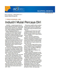 Bisnis Indonesia – 18/07/2016, hal. 3 Industri Mulai Percaya Diri