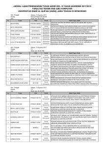 jadwal ujian pendadaran tugas akhir gel. iii tahun