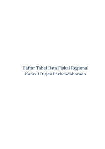 Daftar Tabel Data Fiskal Regional Kanwil Ditjen Perbendaharaan