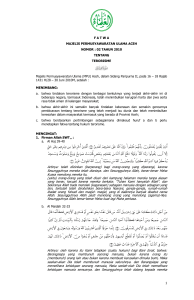 Fatwa MPU Aceh Nomor 2 Tahun 2010 tentang Terorisme