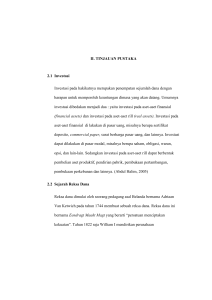 II. TINJAUAN PUSTAKA 2.1 Investasi Investasi pada hakikatnya
