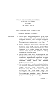 undang-undang republik indonesia nomor 25 tahun 2009 tentang