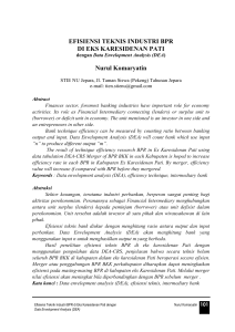 EFISIENSI TEKNIS INDUSTRI BPR DI EKS KARESIDENAN PATI