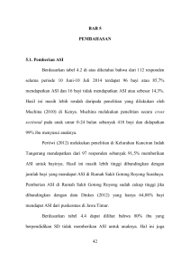 42 BAB 5 PEMBAHASAN 5.1. Pemberian ASI Berdasarkan tabel 4.2