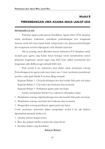 Modul 8 PERKEMBANGAN JIWA AGAMA MASA LANJUT USIA