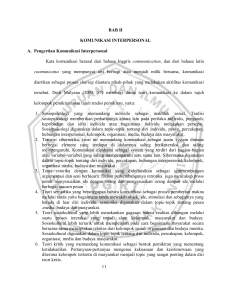 BAB II KOMUNIKASI INTERPERSONAL A. Pengertian Komunikasi